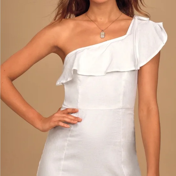 Lulus Sun-kissed Memories White One-shoulder Ruffled Midi Dress - Size M - Picture 5 of 5